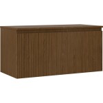 MEXEN/S - Rivel koupelnová skříňka pod umyvadlo 100 cm s deskou, 1 šuplík, reliéf , ořech 91A20-10047-1-BFC86