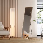 Mereo Zrcadlo hranaté, 50x170 cm, LED osvětlení, závěsné i stojaté, černý rám CN188