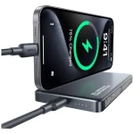 USAMS CD242 CY Series titanová / Power Bank / 10000mAh / Bezdrátové nabíjení 15W / PD 20W / Hliníkové tělo (10KCD24203)