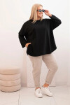 Dámská blůza Plus Size s bavlnou, s kapsou a ohrnutým rukávem černá UNI