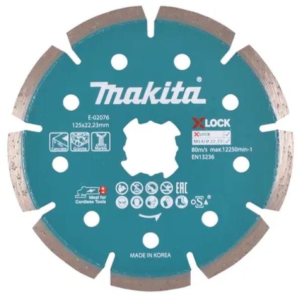 Makita E-02076 Diamantový kotouč na beton X-Lock 125x1.6x22.23mm / Výška segmentu: 7mm (E-02076)