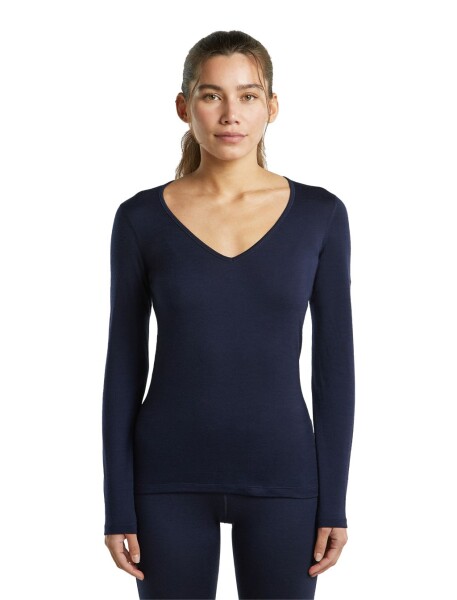 Dámské merino triko dlouhý rukáv ICEBREAKER Wmns Merino 200 Oasis LS V Neck, Midnight Navy velikost: M