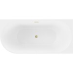 MEXEN/S - Mia volně stojící rohová vana pravá 140 x 75, bílá, sifon a přepad zlatá kartáčovaná 52691407500P-55
