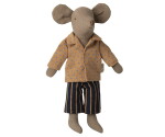Maileg Tričko a pruhované kalhoty pro myšky Maileg Dad Mouse, béžová barva, textil