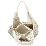 Stylový dámský koženkový set kabelek Ambrózia, krémová