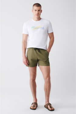 Avva Men's Khaki Quick Dry Standard Size Plain Swimwear Marine Shorts