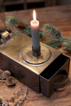 Chic Antique Kovový svícen s úložným boxem Antique Brass, měděná barva, kov