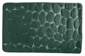 MSV Pebbles tmavě zelená / Koupelnová předložka / PU pěna / protiskluzová / 50 x 80 cm