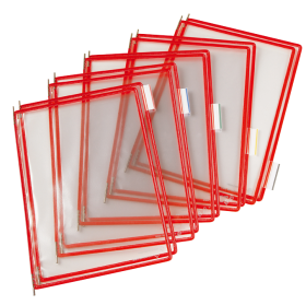 Djois rámeček s kapsou a úchyty, A3, otevřený bokem, červené, 10 ks