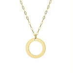 Ocelový náhrdelník Jennifer Gold, chirurgická ocel, kruh s texturou, Zlatá 55 cm + 5 cm (prodloužení)