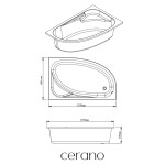 CERANO - Vana akrylátová Leona - asymetrická - pravá - bílá - 170x99,5x40 CER-036377