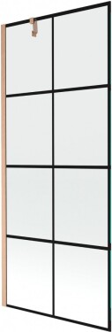 MEXEN/S - Next vanová zástěna FIX 80 x 150, černá vzor, měď kartáčovaná - 895-080-000-00-70-77 895-080-000-00-77-65