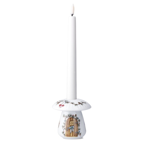 KÄHLER Porcelánový svícen Mushroom Hammershøi Christmas 9 cm, bílá barva, porcelán