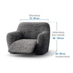 Bielastické potahy VITTORIA šedá relaxační křeslo (š. 70 - 90 cm)