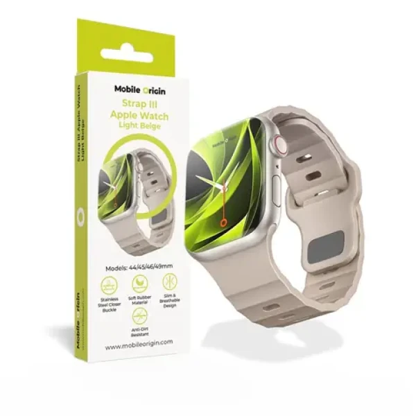 Mobile Origin Strap III řemínek pro Apple Watch 49mm/46mm/45mm/44mm světle béžová (AWMS-03-LBG)