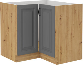 Spodní rohová skříňka Stilo 90x90 ND 2F BB Barva korpusu: Dub artisan, Barva dvířek: Dust Grey