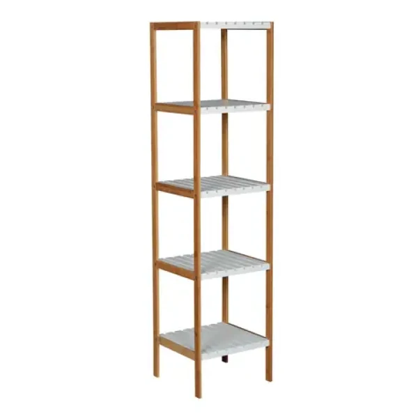 MSV REGIE bambusový regál - 5 police bílý / MDF / 85 cm (8422914500148)