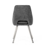 Židle jídelní, šedá látka, kovové nohy, broušená nerez.