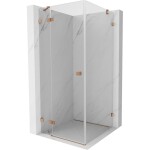 MEXEN/S - Lunar sprchový kout dveře křídlové levá 70 x 70, transparent, měď kartáčovaná 834-070-070-65-00-L