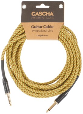 Cascha Professional Line Guitar Cable Straight Tweed Natural 6 m