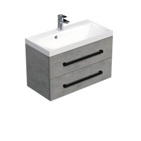Koupelnová skříňka s černou úchytkou a umyvadlem SAT Cube Way 80x53x40 cm beton mat CUBE2C80ZBE CUBE2C80ZBE