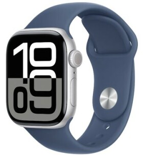 Apple Watch Series 10 GPS 42mm Stříbrné hliníkové tělo - Denimový sportovní řemínek (M/L) / 150–200 mm (MWWC3)