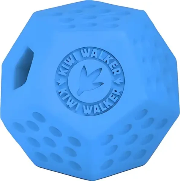 KIWI WALKER Gumová hračka Dodecaball Maxi modrá / Otvor na pamlsky / 8 cm (RUB-251)