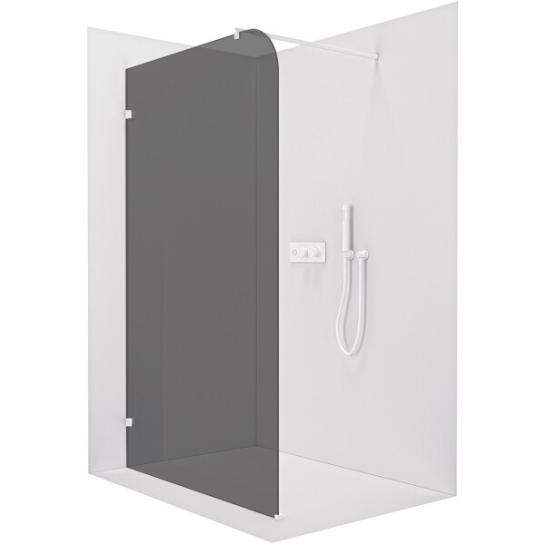 CERANO Sprchová zástěna Walk-in Orbis Round L/P - 8 mm - kulatá vzpěra - bílá matná, grafitové sklo - 110x200 cm