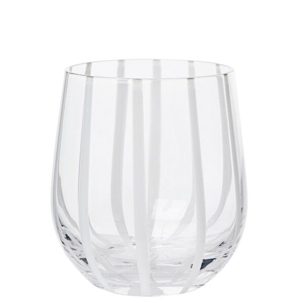 Broste Sklenice White Stripe 350 ml, bílá barva, čirá barva, sklo