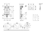 GEBERIT - Kombifix Set předstěnové instalace, kompaktního klozetu Gaia a sedátka softclose, tlačítko Sigma20, černá lesk/černá mat SANI15CA5124