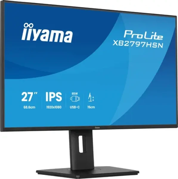 27" Iiyama ProLite XB2797HSN-B1 černá / Monitor / IPS / 1920x1080 Full HD / 120 Hz / 1 ms / USB-C dock 65W / repro (XB2797HSN-B1)