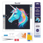 Mini diamantové malování - Jednorožec (bez rámu, 25 x 25 cm)