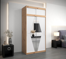 Šatní skříň Abi Bo s nástavcem Barva korpusu: Dub artisan, Rozměry: 120 cm, Dveře: Bílá
