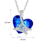 Exkluzivní náhrdelník s modrým krystalem Isabell - srdce, Modrá 40 cm + 5 cm (prodloužení)