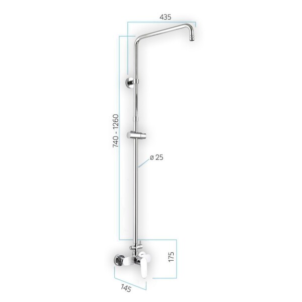 Mereo Nástěnná sprchová baterie Dita 150 mm se sprchovou tyčí bez příslušenství CBE60104SD1