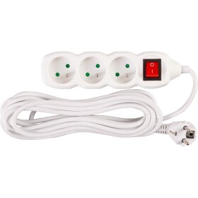 STREND PRO 213337 Prodlužovací kabel s vypínačem, 5m, 3 zásuvky, 3×1mm, bílý