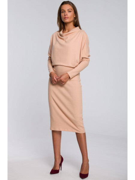 Dámské pletené šaty S245 Béžová - Stylove béžová S/M