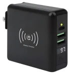 Manhattan 4v1 cestovní nabíječka a powerbanka černá / Powerbanka / 8000 mAh / Bezdrátové nabíjení / USB-C, 2x USB-A (102452)