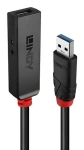 Lindy USB 3.0 aktivní prodlužka Slim černá / USB-C / 8 m / 5 Gbit/s / DC napájení (43402)