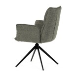 Židle jídelní, zelená látka, 360° vratný mechanismus, černý kov