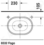 DURAVIT - Bathroom_Foster Umyvadlo na desku 495x350 mm, s přepadem, bez otvoru pro baterii, bílá 0335500000