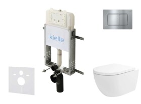 Kielle - Genesis New Set předstěnové instalace, klozetu Oudee, Vortex Rimless+, sedátka softclose a tlačítka Gemini New III, lesklý chrom 30528SZ26