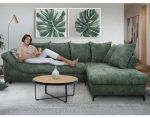 Rohová sedačka Kati, šedo-zelená látka, pravý roh
