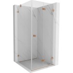 MEXEN/S - Lunar-F sprchový kout skládací dveře pravá 70 x 70, transparent, miedź szczotkowan 836-070-070-65-00-P