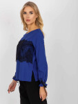 Dámská halenka LK-BZ-506877.15x Královská modř s černou - FPrice královská modř XL-42