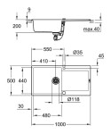 GROHE - Dřezy Kompozitní dřez K500 s automatickým odtokem, 100x50 cm, granitová černá 31645AP0