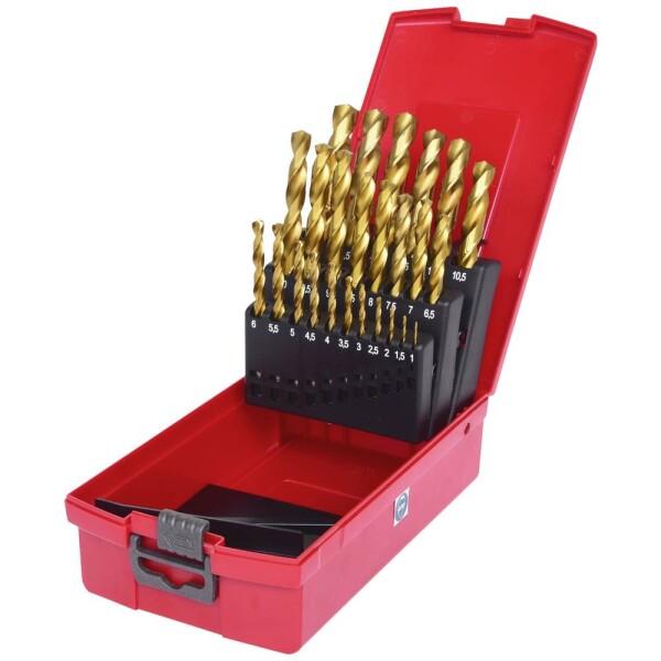 KS Tools 330.4623 3304623 HSS TIN-TIP sada spirálových vrtáku do kovu 1 mm, 1.5 mm, 2 mm, 2.5 mm, 3 mm, 3.5 mm, 4 mm, 4.5 mm, 5 mm, 5.5 mm, 6 mm, 6.5 mm, 7 mm,