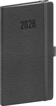 NOTIQUE Kapesní diář Rivoli 2026 šedý / 9 x 15.5 cm (PGD-KAPRI-6002)