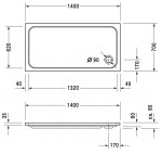 DURAVIT - D-Code Sprchová vanička 140x70 cm, Antislip, alpská bílá 720095000000001