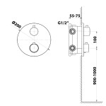 SAPHO - Podomítková sprchová termostatická baterie, box, 2 výstupy, chrom RH399